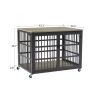 Furniture style dog crate wrought iron frame door with side openings, Grey, Rustic Brown 43.3''W x 29.9''D x 33.5''H.