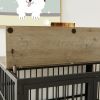 Furniture style dog crate wrought iron frame door with side openings, Grey, Rustic Brown 43.3''W x 29.9''D x 33.5''H.