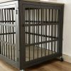 Furniture style dog crate wrought iron frame door with side openings, Grey, Rustic Brown 43.3''W x 29.9''D x 33.5''H.