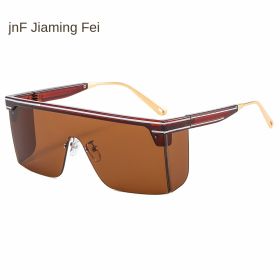 one-piece rimmed sunglasse personality letters Cross border sunglasses Manufacturer direct sales glasses (colour: C4 tea frame tea slice)