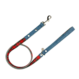 Swag Leash - Denim & Beige Plaid (Color: Red Plaid & Denim)