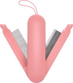 Pet Life 'JOYNE' Multi-Functional 2-in-1 Swivel Travel Grooming Comb and Deshedder (Color: pink)