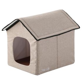 Pet Life "Hush Puppy" Electronic Heating and Cooling Smart Collapsible Pet House (Color: beige)